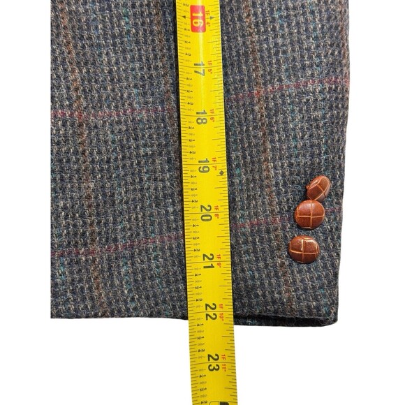 Tweed Windowpane Wool Sport Coat—André Villard Paris 44S Vintage Hungary - Picture 11 of 15